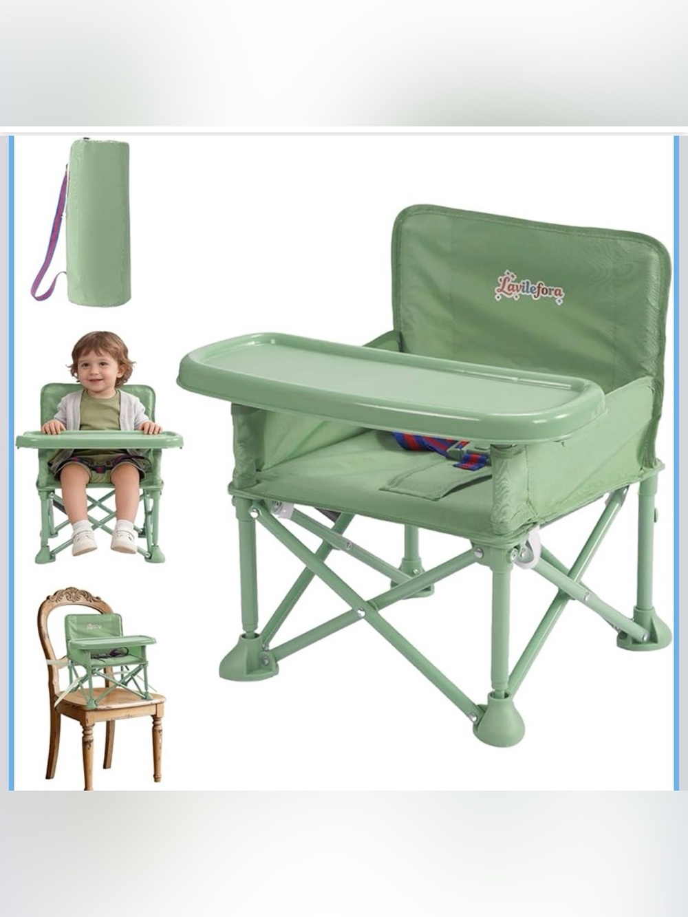 Portable Baby Chair,Portable 3-in-1 Baby Booster Seat with Tray,